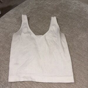 Free People Cream Ribbed Tank Top